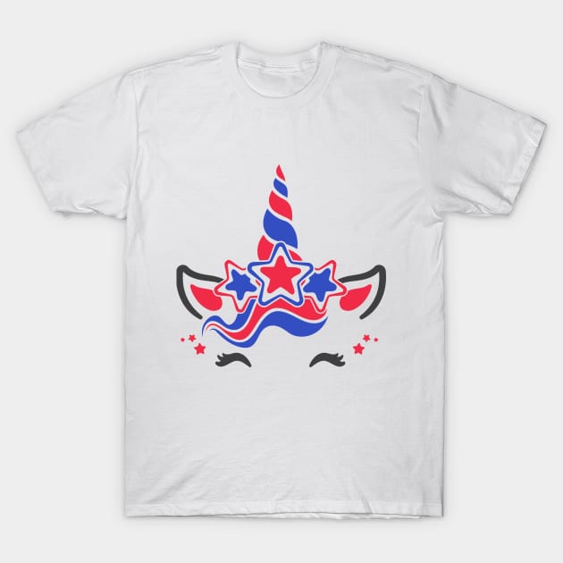 4th of July Unicorn T-Shirt by Ashden